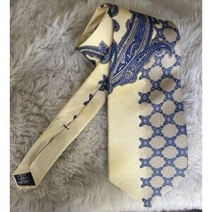 Barrington Luxury Silk Neck Tie Made in Italy, Yellow and Blue